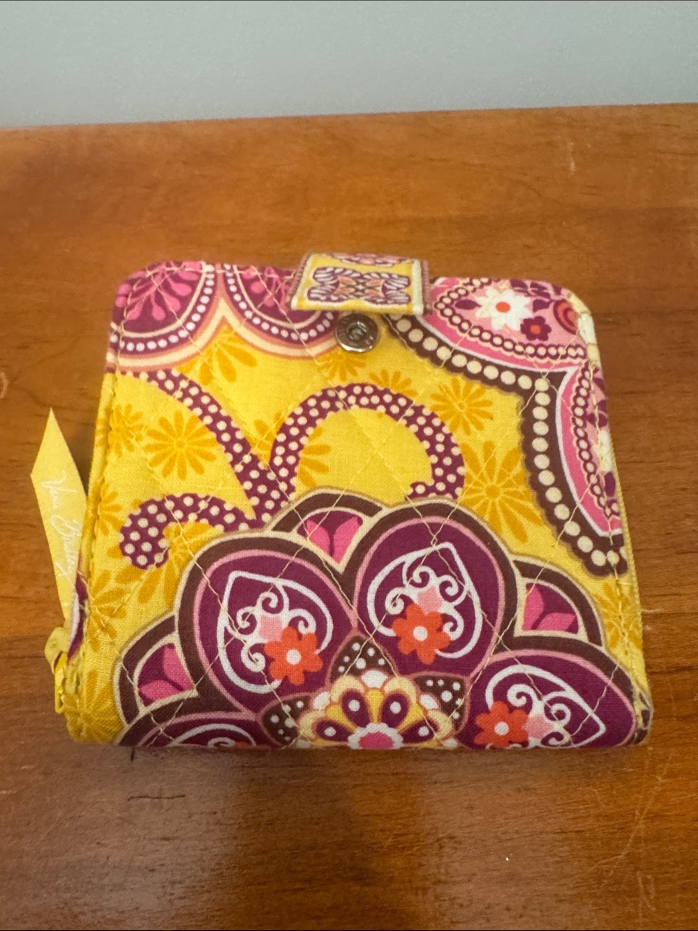 Vera Bradley Yellow Purple Pink Floral Quilted Wallet